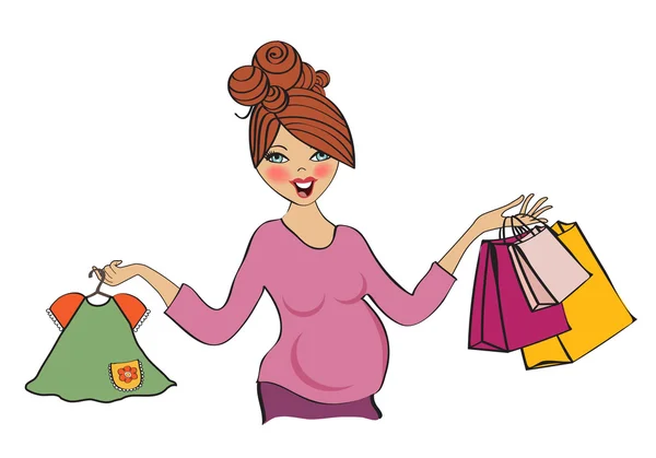 Těhotná žena v nakupování — Stockový vektor