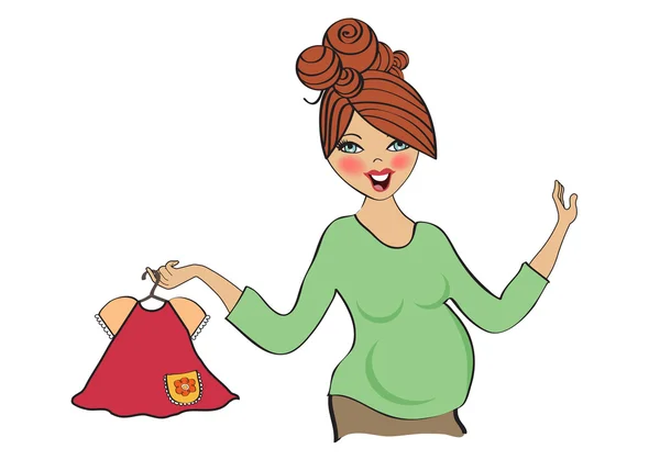 Donna incinta a fare shopping — Vettoriale Stock