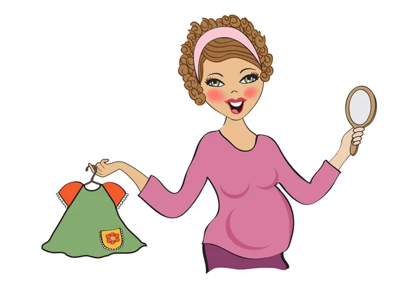 Alışveriş, hamile kadın — Stok Vektör