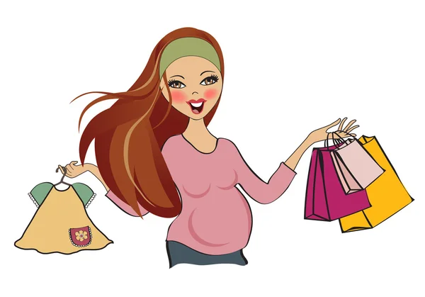 Pregnant woman at shopping — Stock Vector