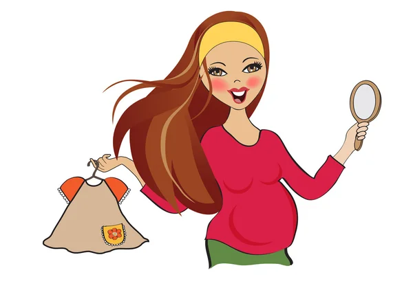 Pregnant woman at shopping — Stock Vector