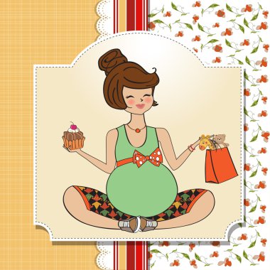 Baby shower invitation with pregnant clipart