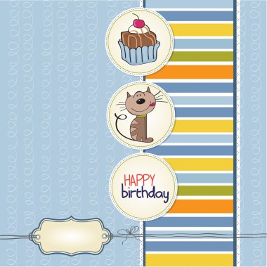 Birthday card with a cat cake clipart