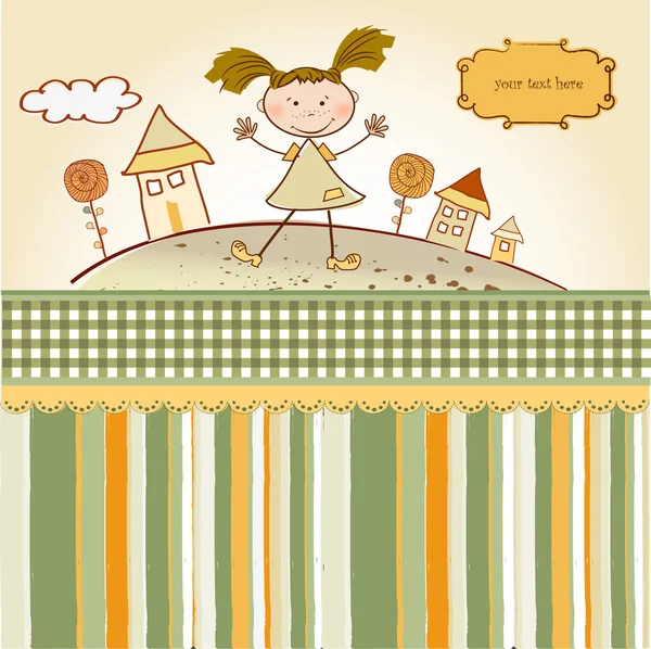 Happy little girl background — Stock Vector