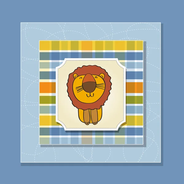 Lion baby shower card — Stock Vector