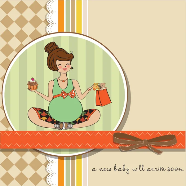 Invito baby shower con incinta — Vettoriale Stock