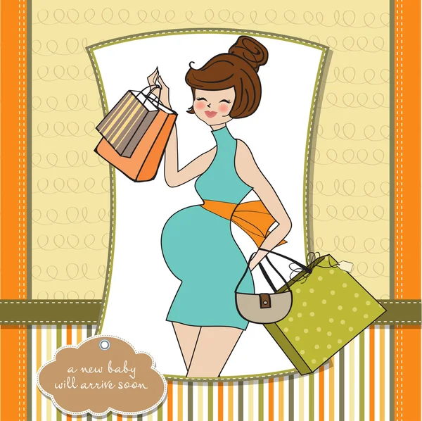 Baby shower invitation with pregnant — Stock Vector