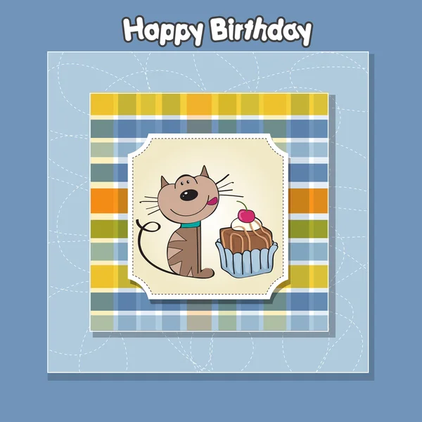 Carte De Vœux D Anniversaire Avec Un Chat Attendant De Manger Un Gateau Image Libre De Droit Par Claudiabalasoiu C