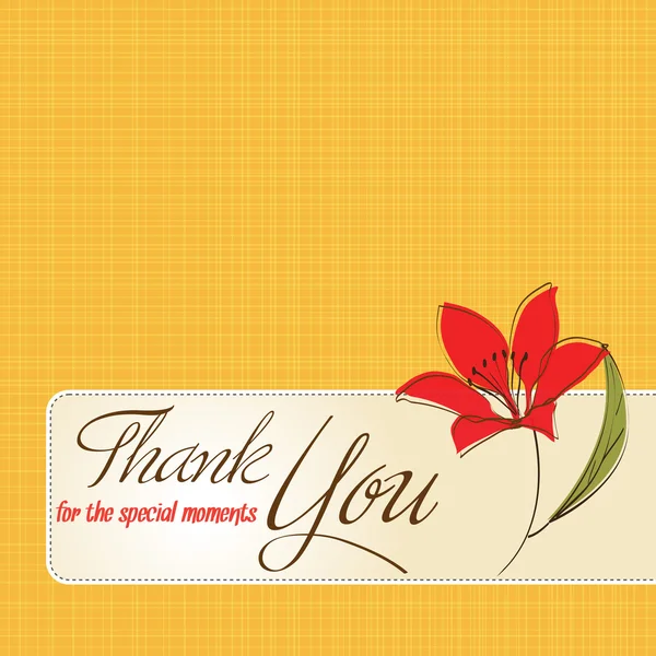Gracias tarjeta de felicitación con flor — Vector de stock