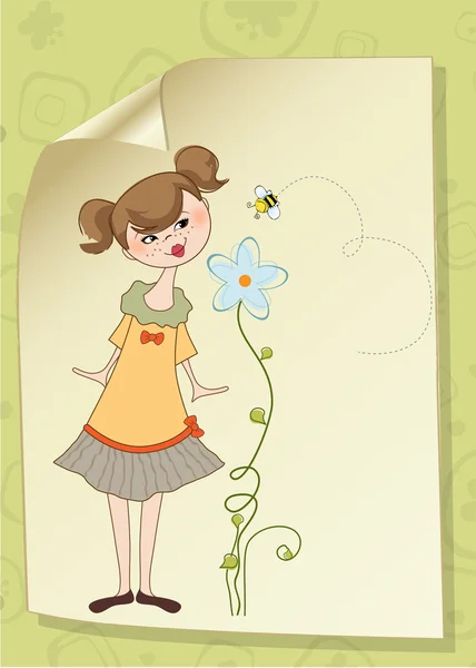 Dame sent une fleur — Image vectorielle