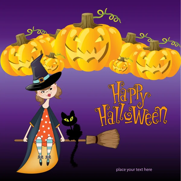 Halloween witch background — Stock Vector