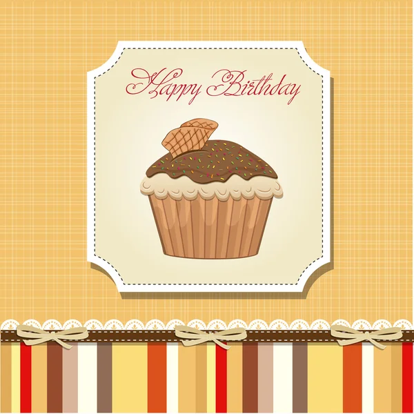 Feliz cumpleaños cupcakes — Vector de stock