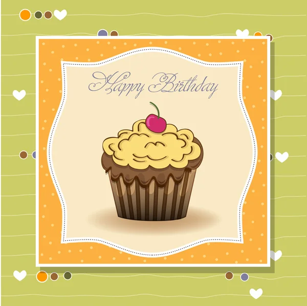 Feliz cumpleaños cupcakes — Vector de stock