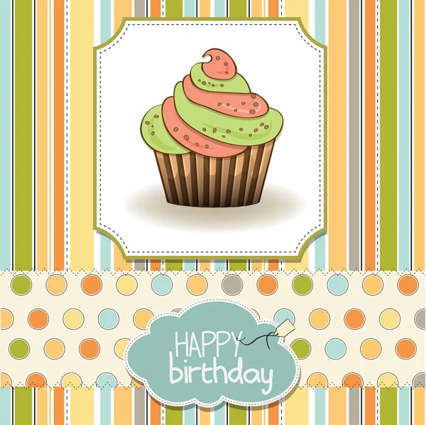 Feliz cumpleaños cupcakes — Vector de stock