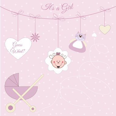 Baby girl announcement clipart