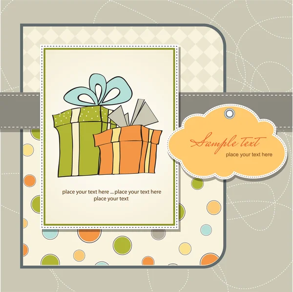 Geburtstagskarte mit Geschenkbox — Stockvektor