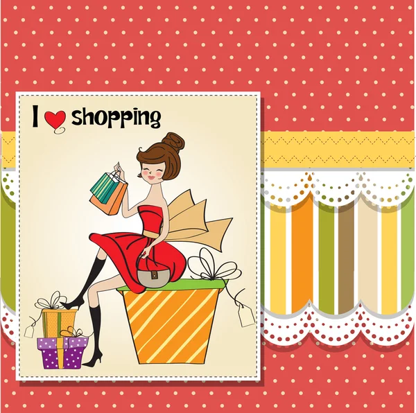 Shopping femme — Image vectorielle