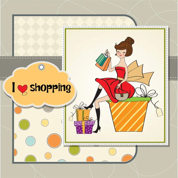 Mujer de compras — Vector de stock