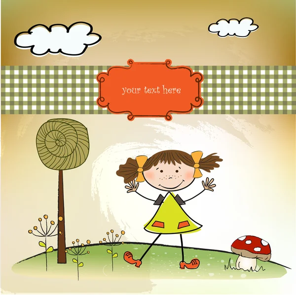 Happy little girl background — Stock Vector