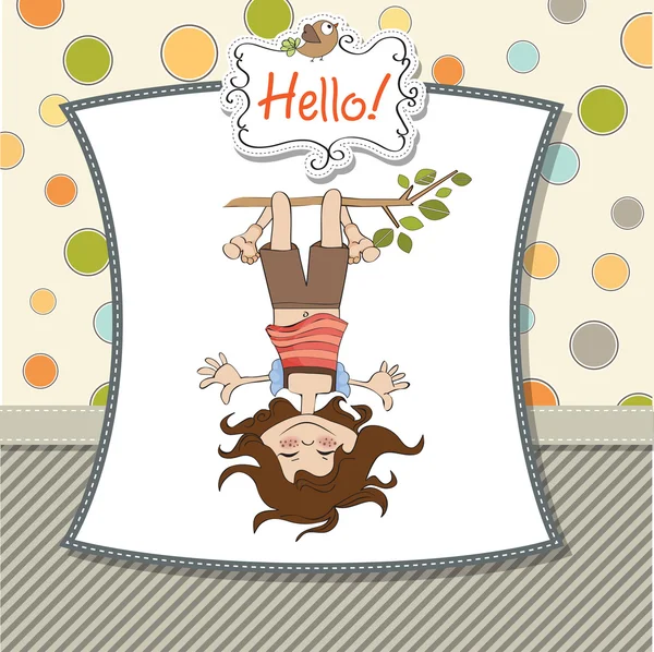 Girl standing with her head hanging down — Stock Vector