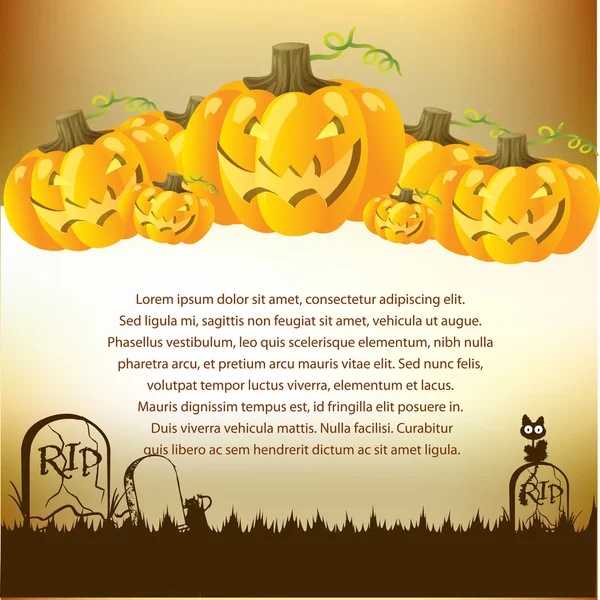 Illustrazione di Halloween con zucche — Vettoriale Stock