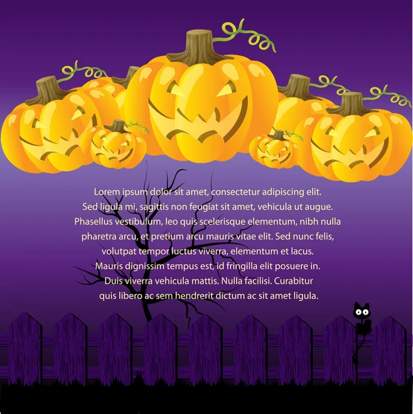 Illustrazione di Halloween con zucche — Vettoriale Stock