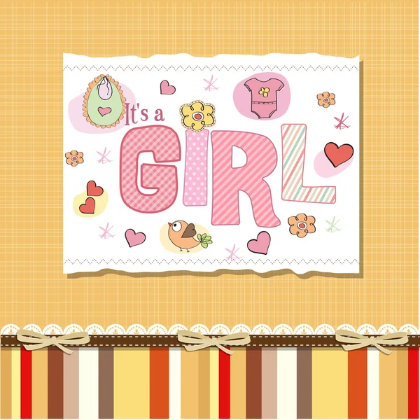 Baby girl shower card — Stock Vector