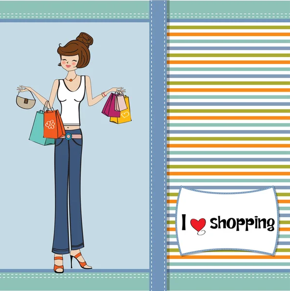 Dame au shopping — Image vectorielle