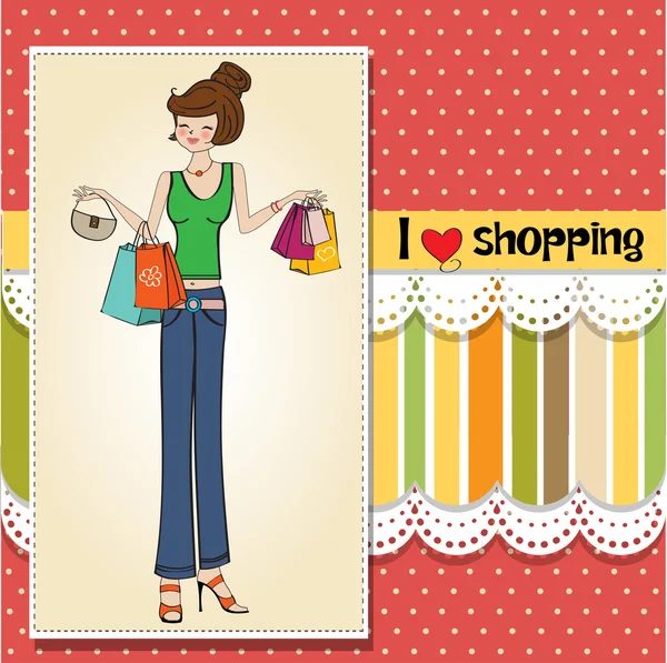 Dame au shopping — Image vectorielle