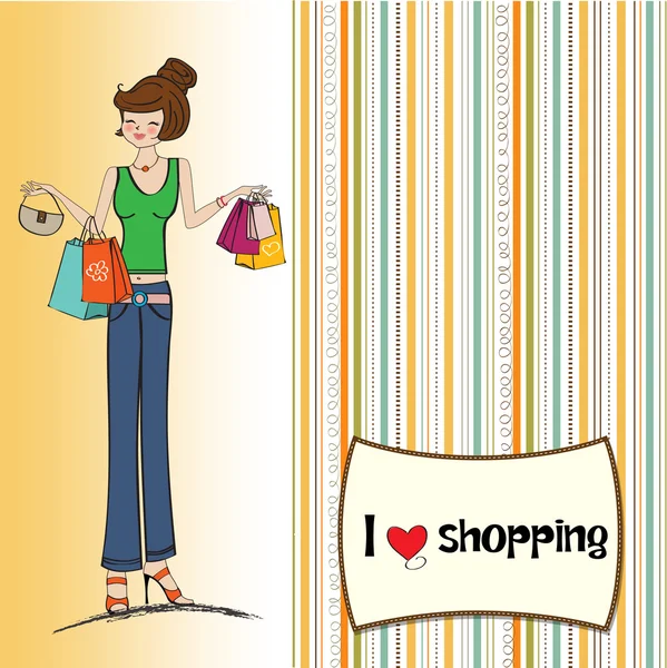 Dame au shopping — Image vectorielle