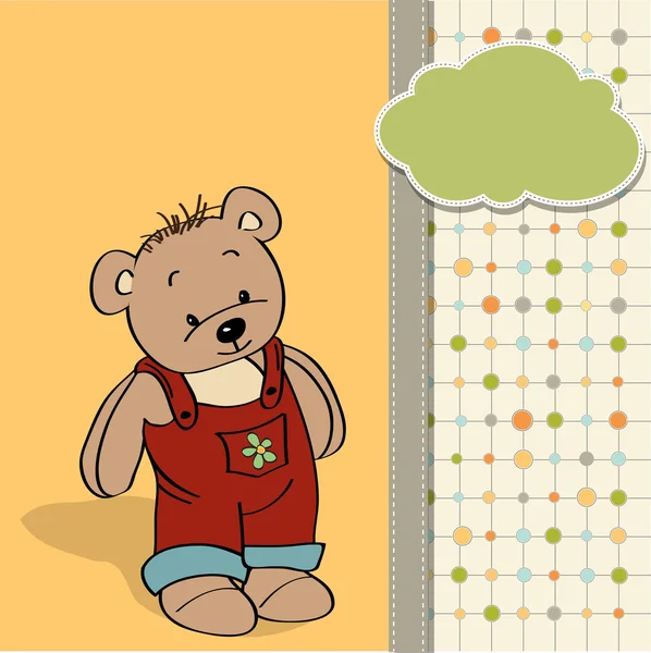 Baby sprcha karty s hračka medvídek — Stock vektor