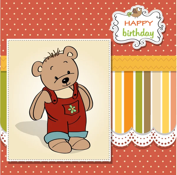 Baby shower card with teddy bear toy — Stock Vector