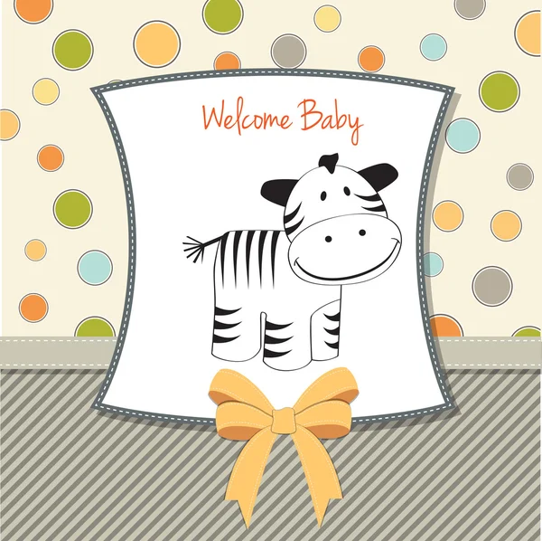 Cartão de banho de bebê com zebra —  Vetores de Stock