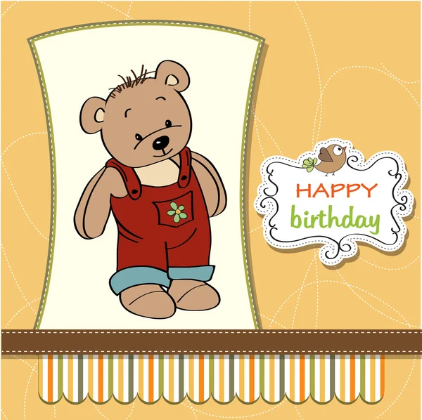 Baby shower card with teddy bear toy — Stock Vector