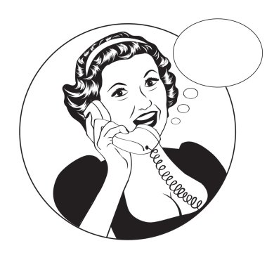 telefonla konuşurken popart komik, retro kadın
