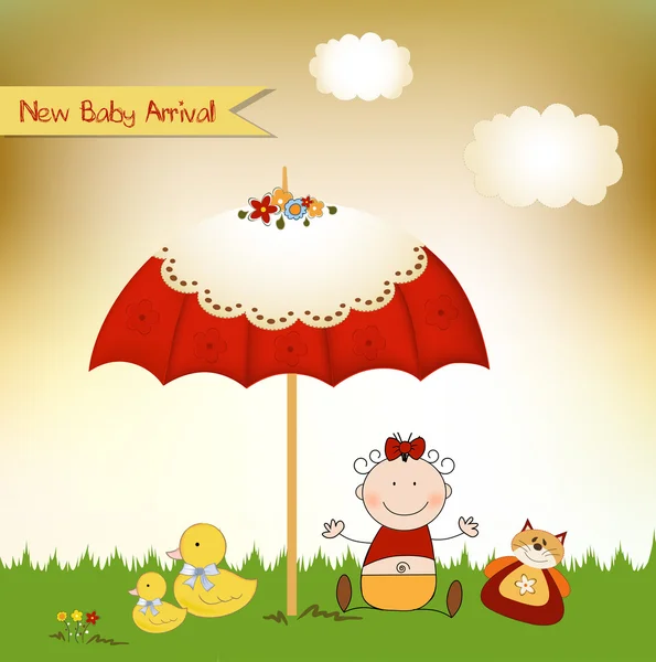 Nueva invitación de bebé con paraguas — Archivo Imágenes Vectoriales