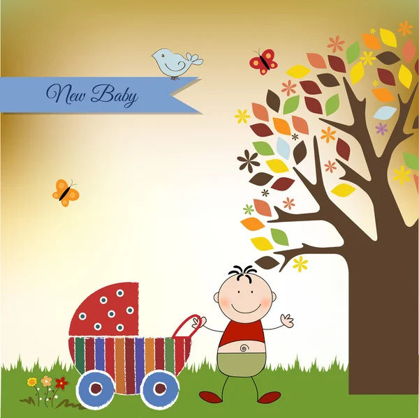 Carte de souhaits de bienvenue bébé — Image vectorielle