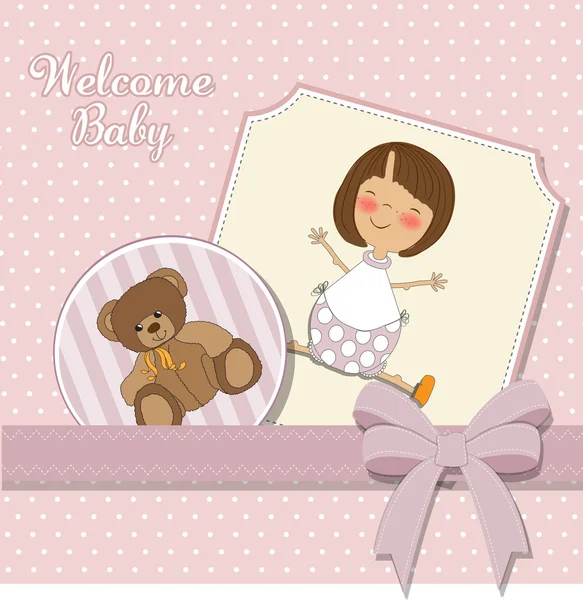 Baby girl announcement card — Stock Vector