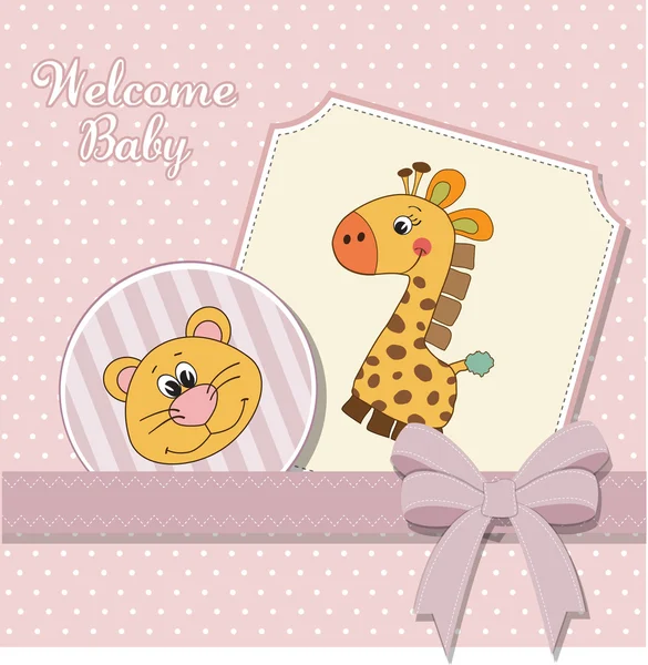 Baby girl announcement card — Stock Vector