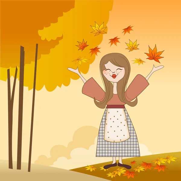 Chica de otoño — Vector de stock