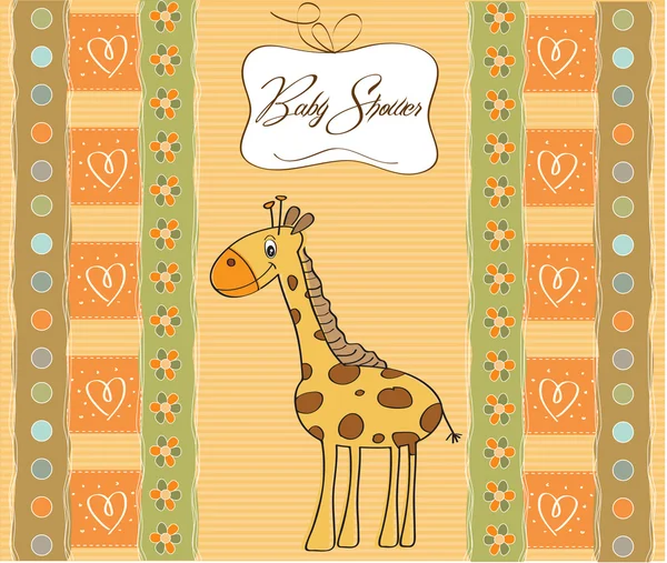 Carte de douche bébé avec girafe bébé — Image vectorielle