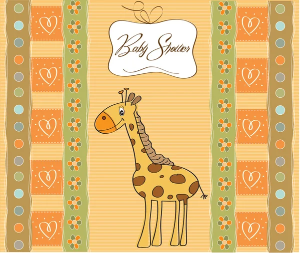 Baby shower card with baby giraffe — Stock Vector