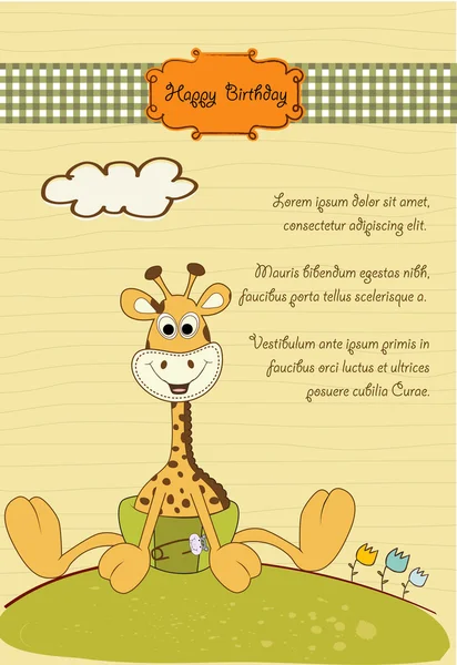Baby shower card with baby giraffe — Stock Vector