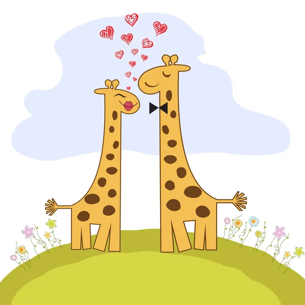 Grappige giraffe verliefde paar — Stockvector