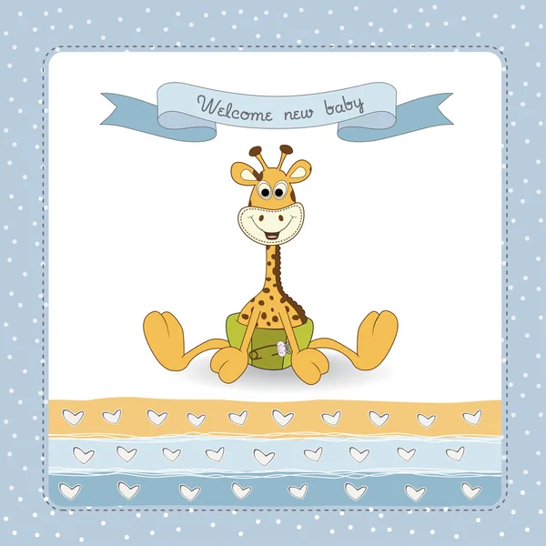 Tarjeta de ducha de bebé con jirafa de bebé — Vector de stock