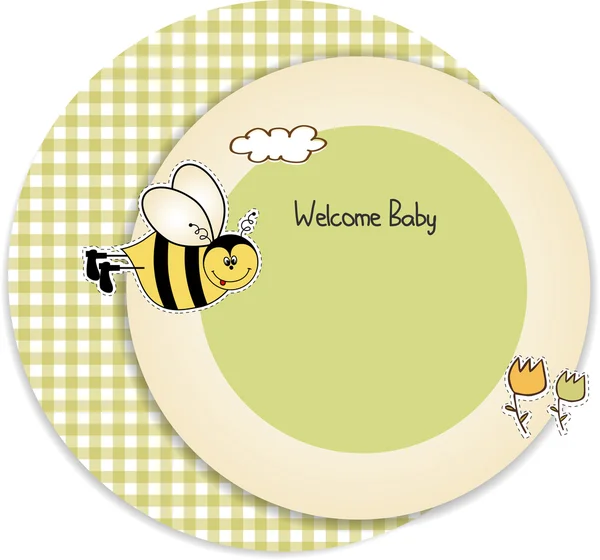 Tarjeta de cumpleaños con abeja — Vector de stock