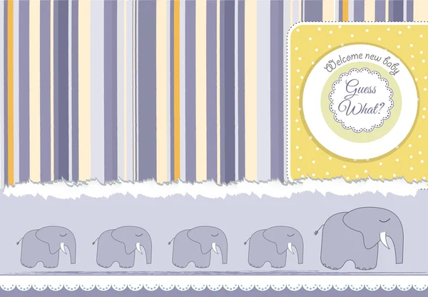 Novo cartão de anúncio do bebê com elefante —  Vetores de Stock