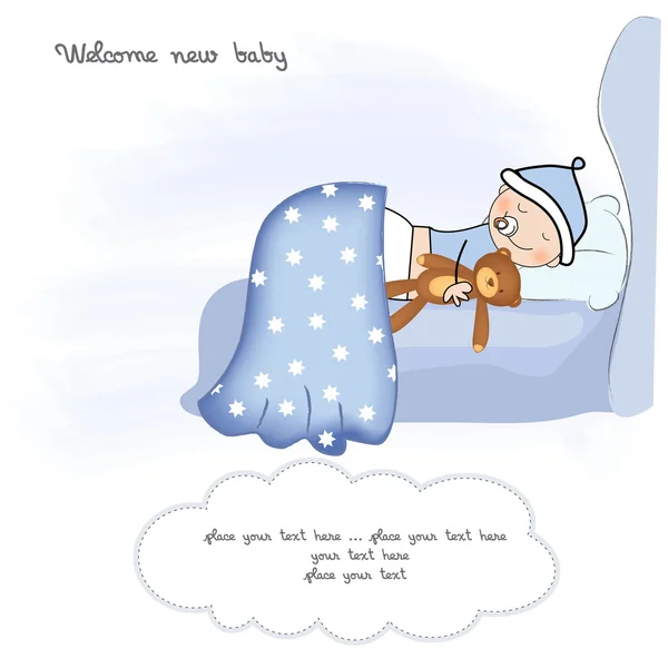 Bienvenue nouveau bébé garçon — Image vectorielle