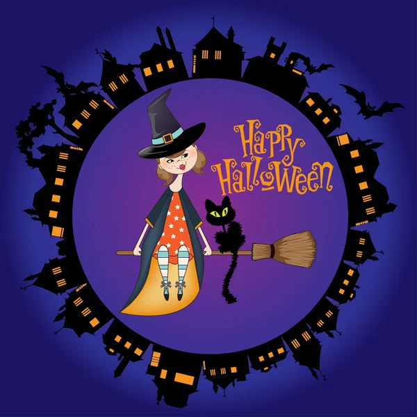 Halloween bruja fondo — Vector de stock