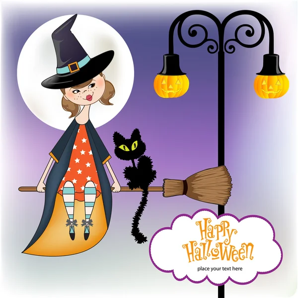 Halloween strega sfondo — Vettoriale Stock